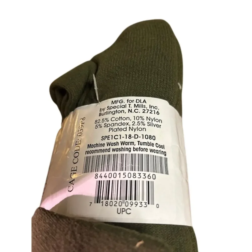 Genuine DLA Troop Support Military Boot Socks 3 Pair Medium OD Green USA Silver